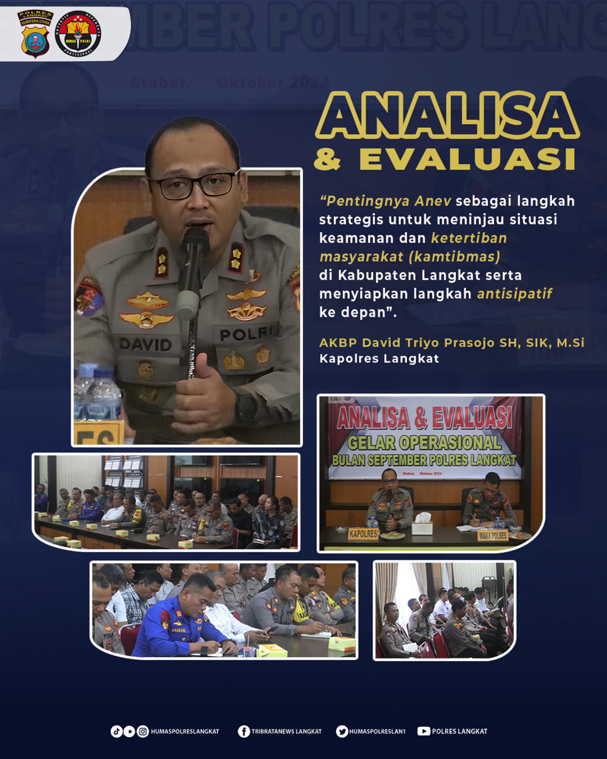 Kapolres Langkat Pimpin Anev Gelar Operasional Periode September 2024
