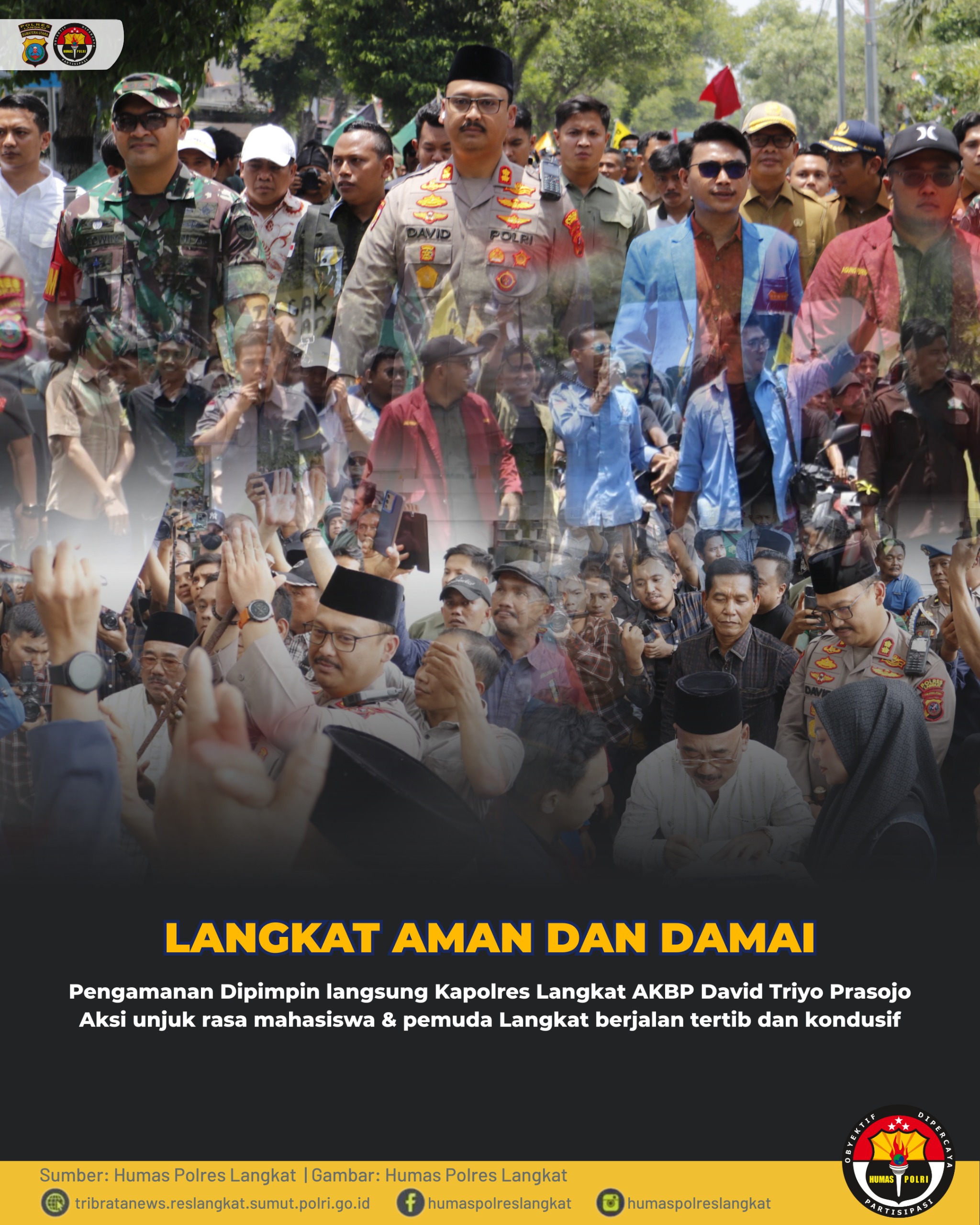 Langkat Tunjukkan Demokrasi Damai, Polres Kawal Aksi Mahasiswa dengan Humanis