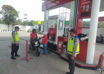 Guna Menjaga Keamanan Wilayah, Polsek Padang Tualang Rutin Melaksanakan Patroli Obyek Vital Pada SPBU