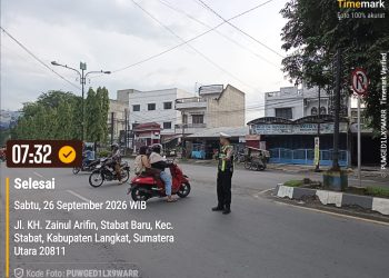Polisi Hadir di Jalan Raya Sejak Pagi, Sat Lantas Polres Langkat Wujudkan Keamanan dan Kelancaran Aktivitas Masyarakat.