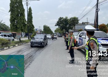 Satlantas Polres Langkat Gelar Patroli Rutin UKL, Jaga Kamseltibcarlantas dan Kamtibmas
