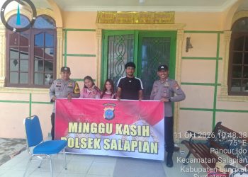 Polisi Bersama Masyarakat, Bhabinkamtibmas Salapian Amankan Ibadah Minggu dan Gelar Minggu Kasih