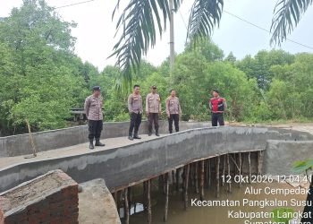 Progres Jembatan Bhayangkara Merah Putih di Langkat Terus Berjalan, Polsek Pangkalan Susu Pastikan Pembangunan Berlanjut
